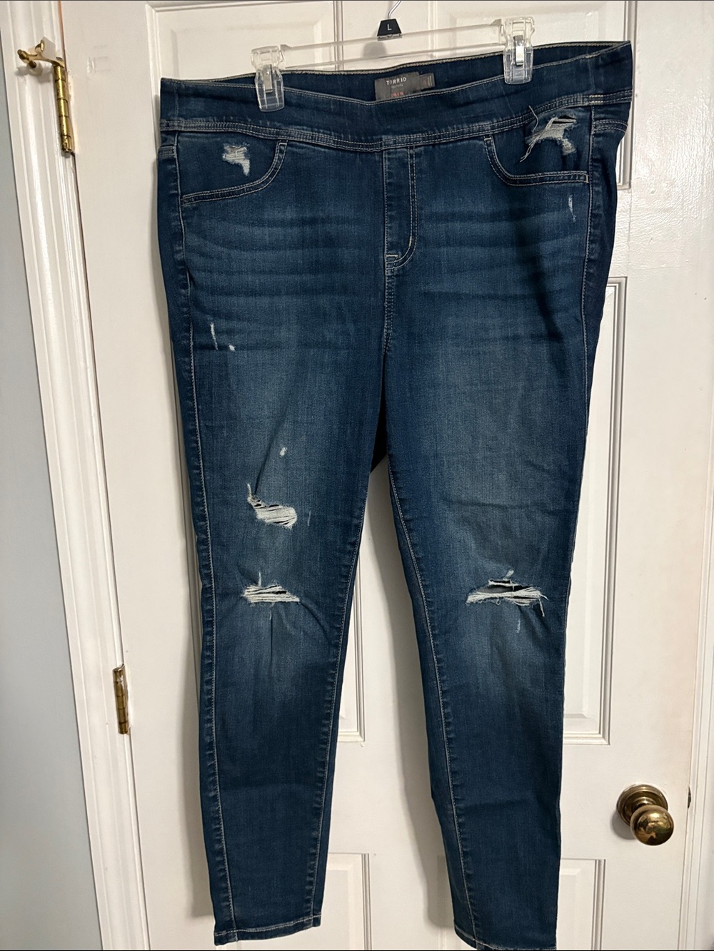 torrid Dark Wash Distressed Skinny Jeans